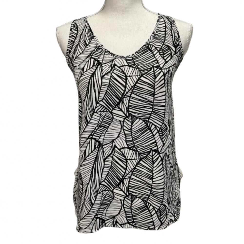 LOFT outlet Petite XSP black and shite sleeveless womens blouse top